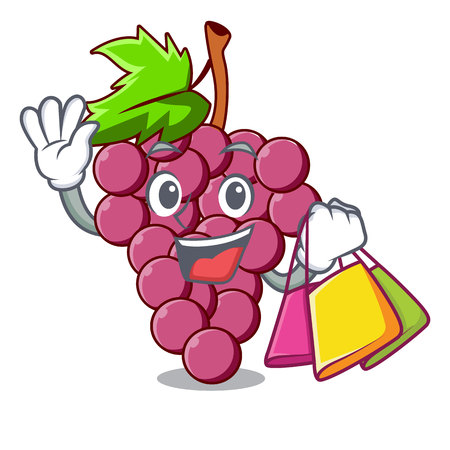 Shopping red grapes fruit isolated in character vector illustrationのイラスト素材