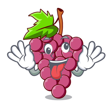 Crazy red grapes fruit in cartoon basket vector illustrationのイラスト素材