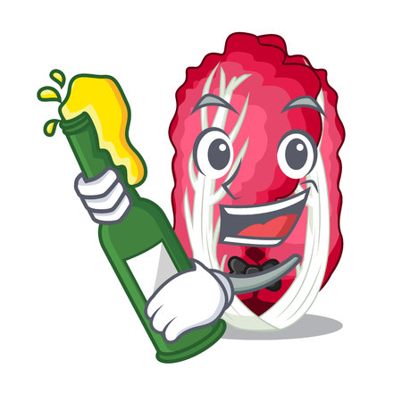 With beer Vegetable radicchio isolated with the cartoons vector illustrationのイラスト素材