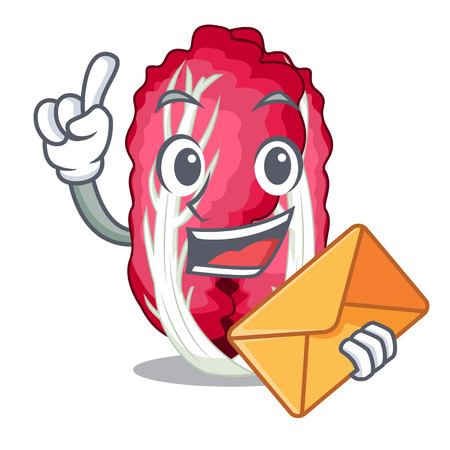 With envelope radicchio in a cartoon vegetable basket vector illustrationのイラスト素材
