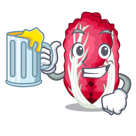 With juice vegetables radicchio in a character refrigerator vetcor illustrationのイラスト素材