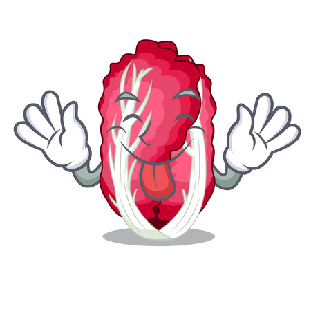 Tongue out Vegetable radicchio isolated with the cartoons vector illustrationのイラスト素材