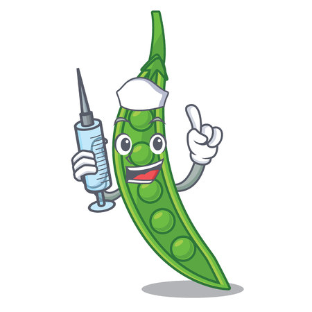 Nurse snow pea in a cartoon bowl vector illustrationのイラスト素材