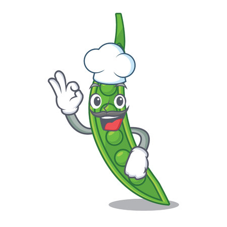 Chef snow pea in a cartoon bowl vector illustrationのイラスト素材
