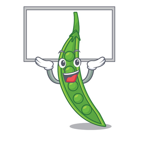 Up board snow pea above mascot wood table vector illustrationのイラスト素材