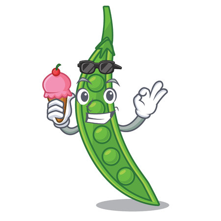 With ice cream snow pea in a cartoon bowl vector illustrationのイラスト素材