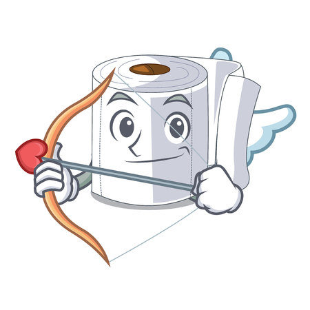 Cupid cartoon toilet paper in the bathroom vector illustrationのイラスト素材