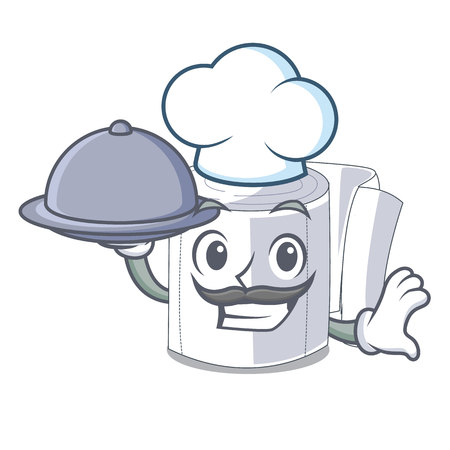 Chef with food toilet paper in shape of mascot vector illustrationのイラスト素材