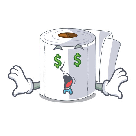 Money eye toilet paper isolated with the cartoons vector illustrationのイラスト素材