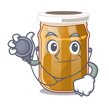Doctor almond butter in a character jar vector illustrationのイラスト素材
