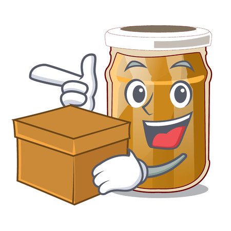 With box almond butter on a cartoon table vector illustrationのイラスト素材