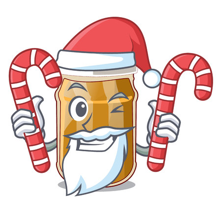 Santa with candy almond butter isolated in the mascot vector illustrationのイラスト素材