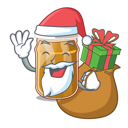 Santa with gift almond butter isolated in the mascot vector illustrationのイラスト素材