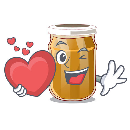 With heart almond butter cartoon in a bowl vector illustrationのイラスト素材