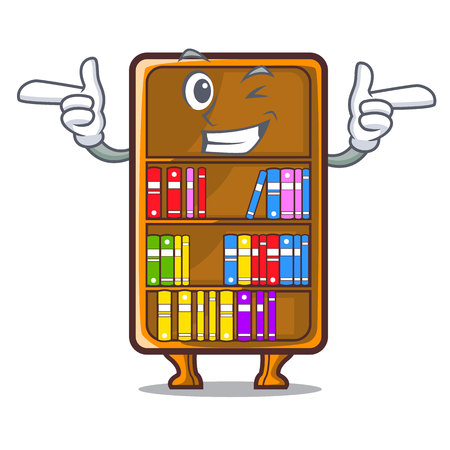 Wink cartoon bookcase in the shape wood vector illustrationのイラスト素材