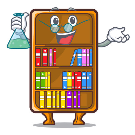 Professor cartoon bookcase in the shape wood vector illustrationのイラスト素材