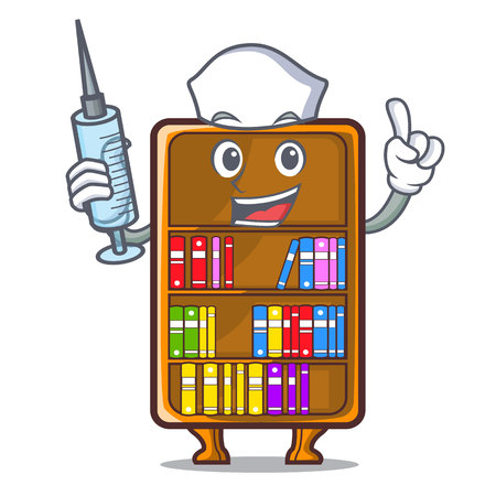 Nurse cartoon bookcase in the shape wood vector illustrationのイラスト素材