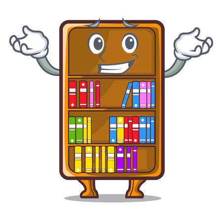 Grinning cartoon bookcase in the shape wood vector illustrationのイラスト素材
