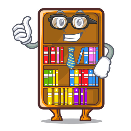 Businessman cartoon bookcase in the shape wood vector illustrationのイラスト素材