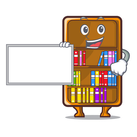 With board mascot bookcase beside the study desk vector illustrationのイラスト素材