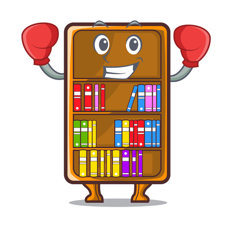 Boxing mascot bookcase beside the study desk vector illustrationのイラスト素材