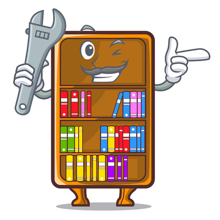 Mechanic cartoon bookcase in the study room vector illustrationのイラスト素材