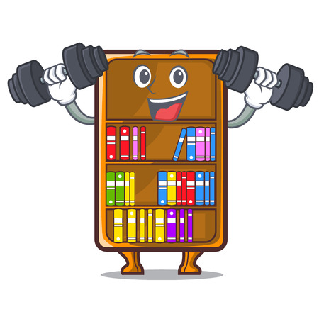 Fitness mascot bookcase beside the study desk vector illustrationのイラスト素材