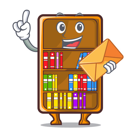 With envelope cartoon bookcase in the shape wood vector illustrationのイラスト素材