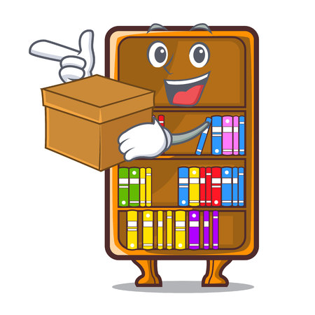 With box cartoon bookcase in the shape wood vector illustrationのイラスト素材
