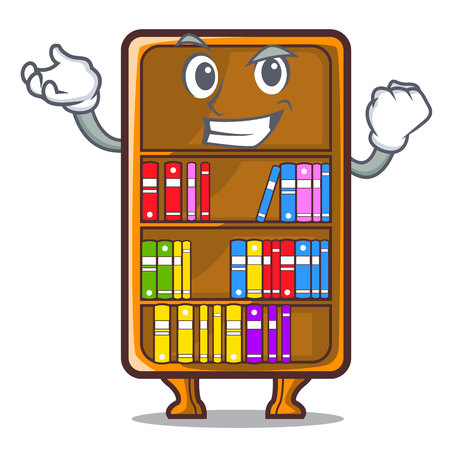 Successful cartoon bookcase in the shape wood vector illustrationのイラスト素材