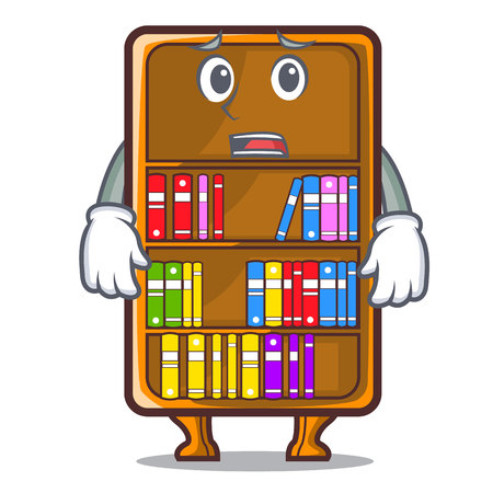 Afraid bookcase isolated in the with characters vec tor illustrationのイラスト素材