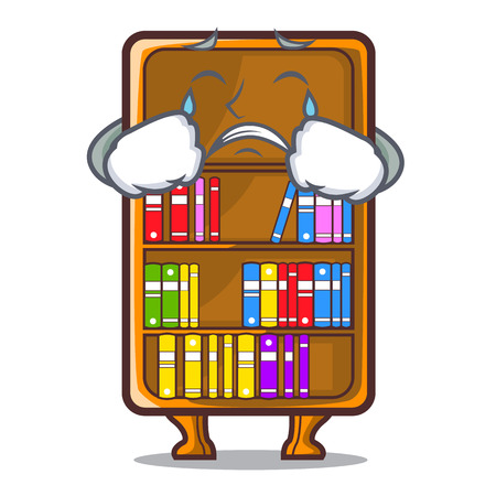 Crying bookcase isolated in the with characters vec tor illustrationのイラスト素材