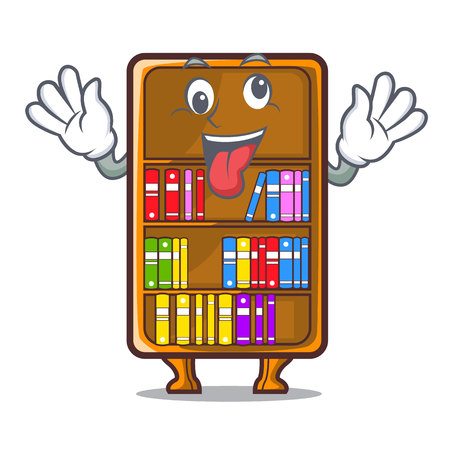 Crazy cartoon bookcase in the study room vector illustrationのイラスト素材