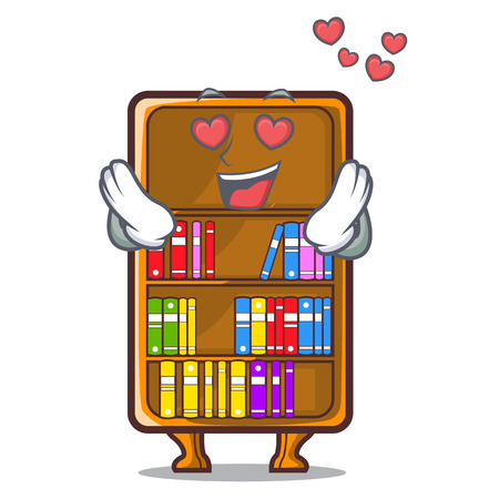 In love bookcase isolated in the with characters vec tor illustrationのイラスト素材