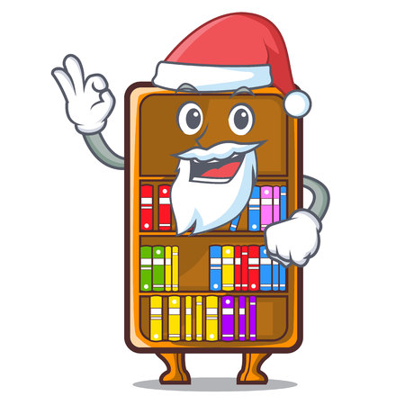 Santa cartoon bookcase in the study room vector illustrationのイラスト素材