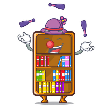 Juggling cartoon bookcase in the study room vector illustrationのイラスト素材