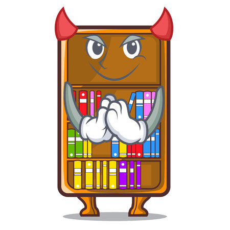 Devil bookcase isolated in the with characters vec tor illustrationのイラスト素材