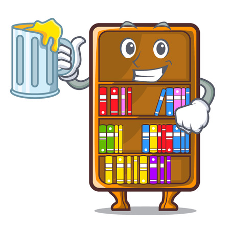 With juice bookcase isolated in the with characters vec tor illustrationのイラスト素材