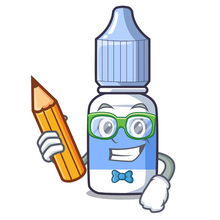 Student eye drops above mascot wood tables vector illustrationのイラスト素材