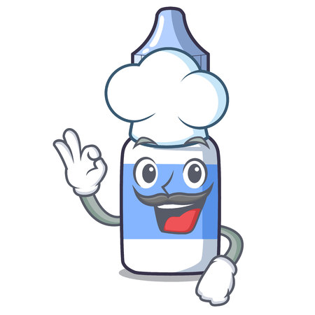 Chef eye drops above mascot wood tables vector illustrationのイラスト素材