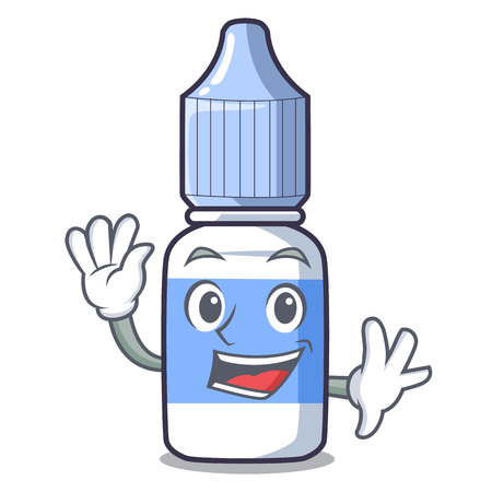 Waving eye drops above mascot wood tables vector illustrationのイラスト素材
