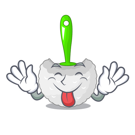 Tongue out toilet brush beside the mascot bathtub vector illustrationのイラスト素材