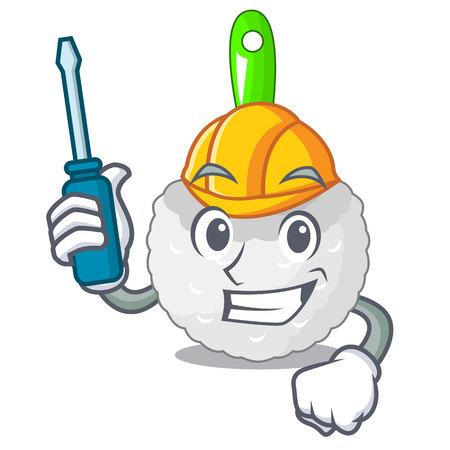 Automotive toilet brush beside the mascot bathtub vector illustrationのイラスト素材