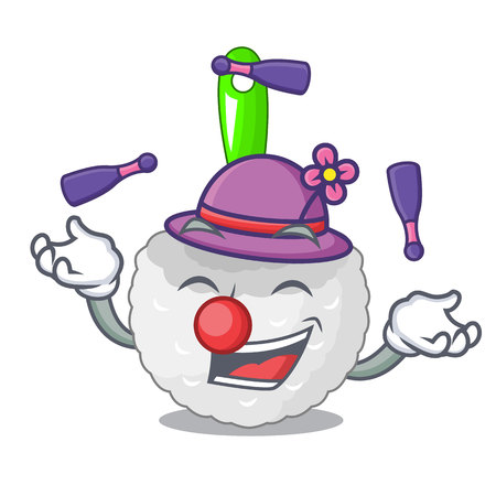 Juggling toilet brush beside the mascot bathtub vector illustrationのイラスト素材