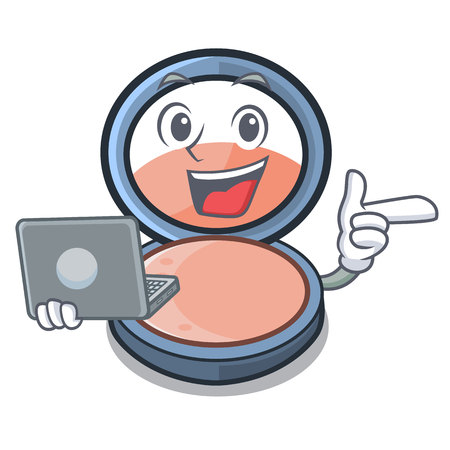 With laptop blush on a cartoon makeup bag vector illustrationのイラスト素材