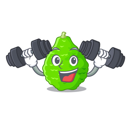Fitness kaffir lime basket of vegetable mascot vector illustrationのイラスト素材