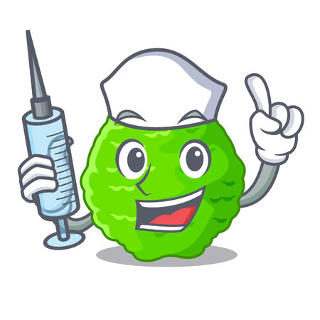 Nurse kaffir lime slices on cartoon plate vector illustrationのイラスト素材