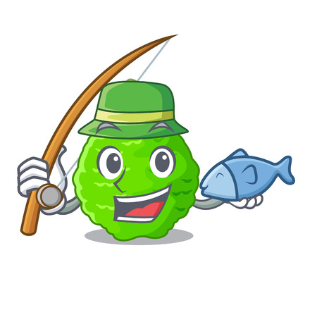 Fishing kaffir lime in the character shape vector illustrationのイラスト素材
