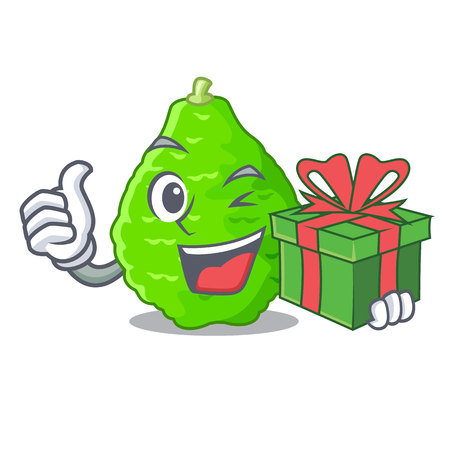 With gift kaffir lime in the character shape vector illustrationのイラスト素材