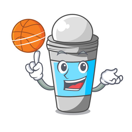 With basketball roll on deodorant above the mascot vector illustrationのイラスト素材